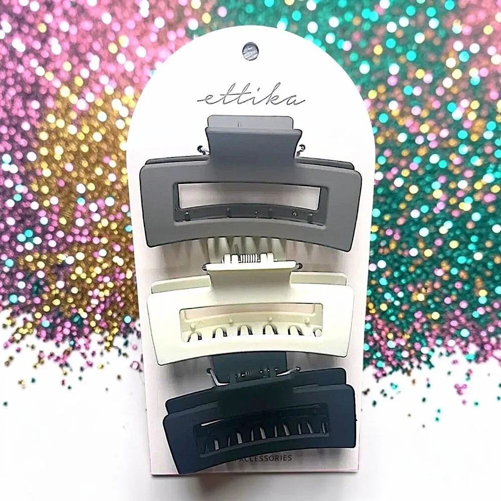 ETTIKA Neutral Hair Claw Set in Ivory, Tan, and Black Brand New With Tags